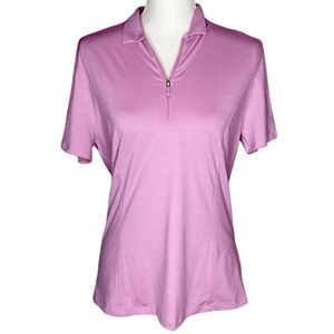 Callaway Wm’s Sz Med Tonal Heather Rose Short Sleeve Quarter Zip Golf Polo Shirt
